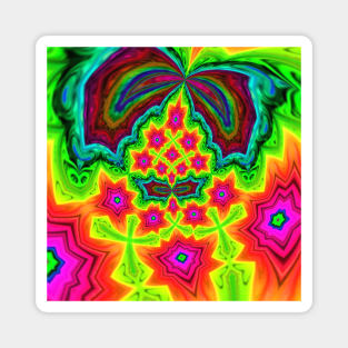 Floral Rainbow Neon Abstract Print Magnet