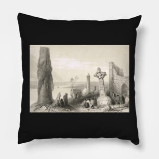 Ancient Cross Clonmacnoise, Offaly, Ireland 1841 Pillow