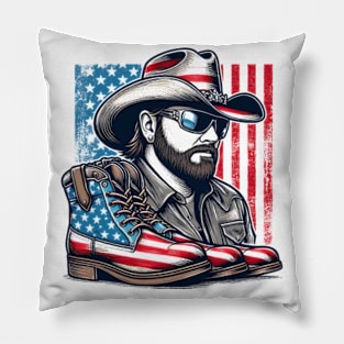 Toby Keith Hat And Shoes With Patriotic Accents Pillow
