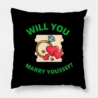 Will You Marry Youssef Engagement Ring Red Hearts Proposal Pillow