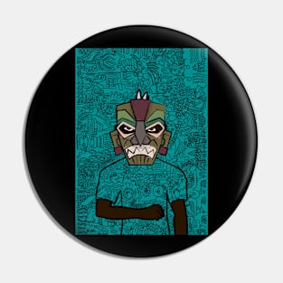 Discover the 'l' NFT: MaleMask Character with Hawaiian Eyes, Freakish Dark Skin, and Artistic Doodle Design Pin