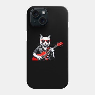 Funny Cat wearing sunglasses playing Guitar Guitarist Phone Case