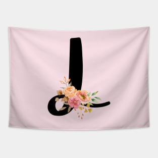 Letter L With Watercolor Floral Wreath Tapestry