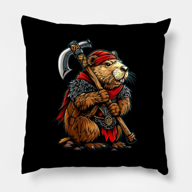 Beaver Hammer Pillow by Vikingism