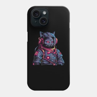 Cosmic Cat: Cyberpunk Astronaut from the Future Phone Case