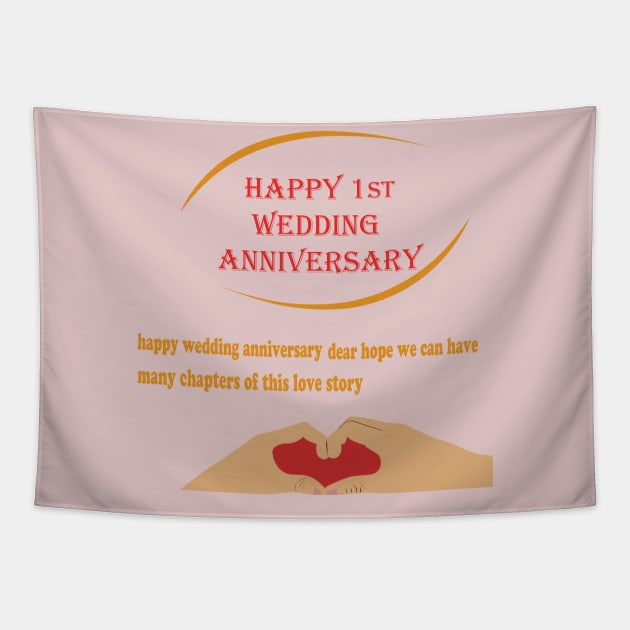 t shirt happy 1st wedding anniversary Tapestry by best seller shop