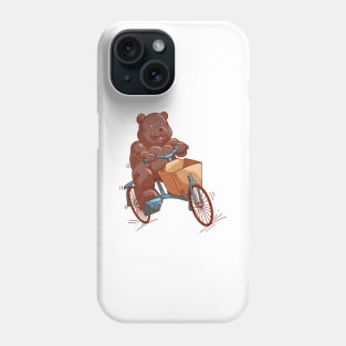 Cartoon teddy riding cargo bike Phone Case