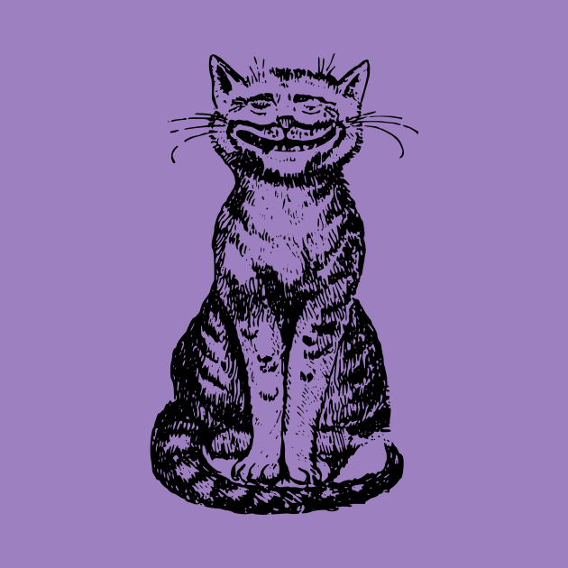 Smiling Cat on Purple by Vintage Sketches