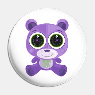 Teddy Bear - Star Eye Purple Pin