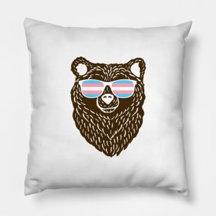 LGBTQ Bear Cool Sunglasses Progressive Transgender Flag Pillow