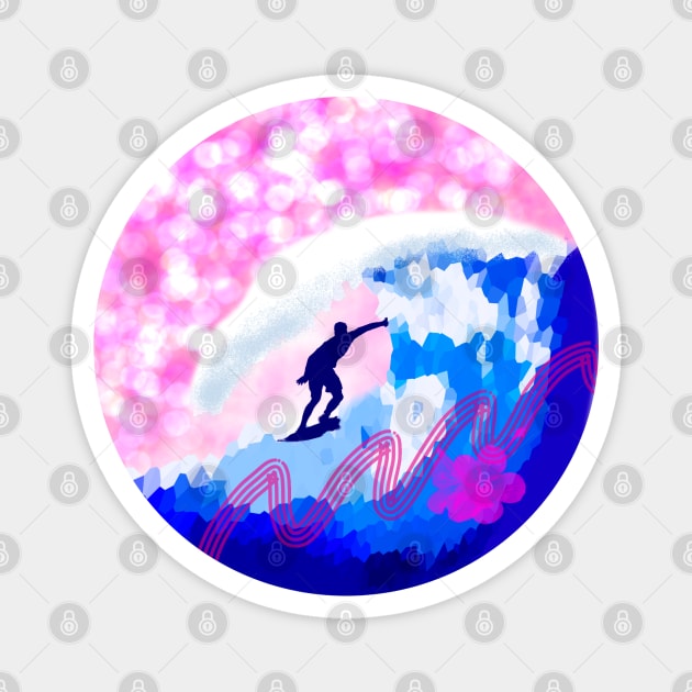 Pink Surf Sunset Magnet by Kikabreu