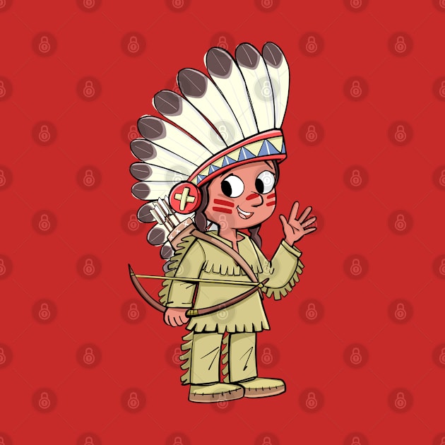 Indian chief with bow and plume on head by duxpavlic