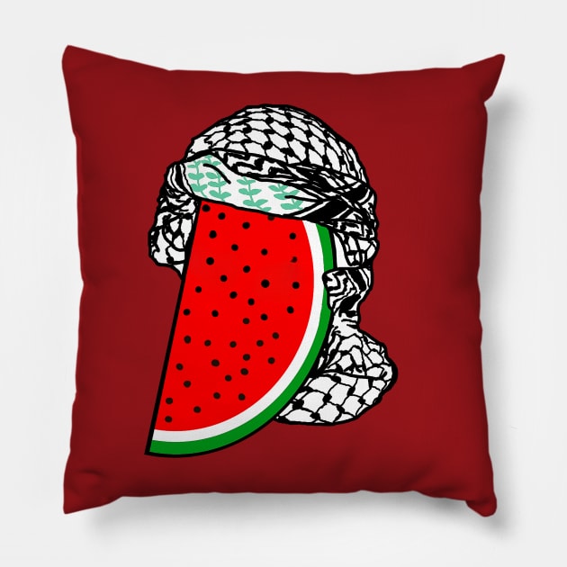 Watermelon Keffiyeh - Free Palestine - Half Wrap - Double-sided Pillow by SubversiveWare