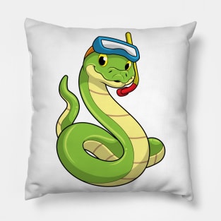 Snake as Diver wirth Snorkel Pillow