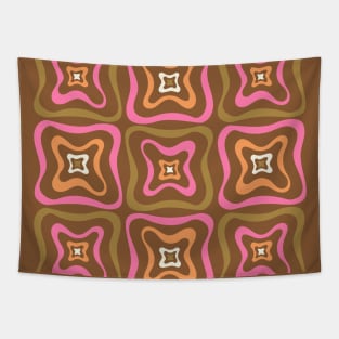 Retro Groovy Pattern Pink, Orange, Brown, Cream 2 Tapestry