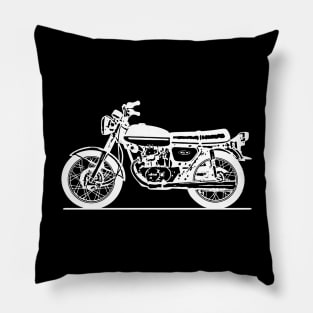 CB175 Motorcycle White Sketch Art Pillow