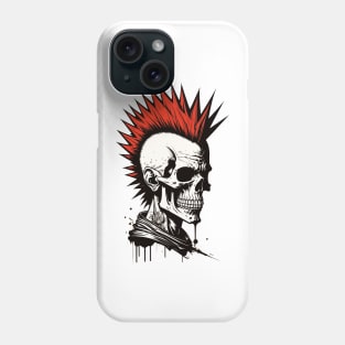 Red mohawk skull punkrocker Phone Case