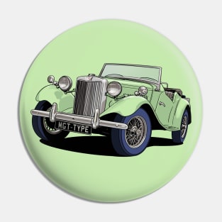 MG T-Type British Classic Car in light green Pin