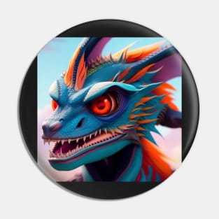 Ferocious Blue Dragon with Red Eyes Pin