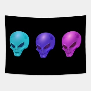 THREE COLORS ALIENS UFO FROM SPACE Tapestry