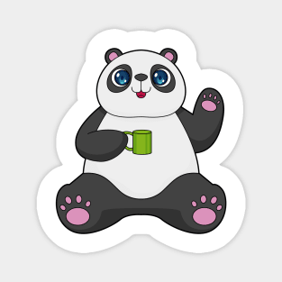 Panda with Coffee mug Magnet