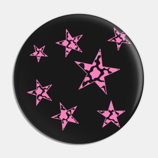 Pink Cow Print Stars Pin