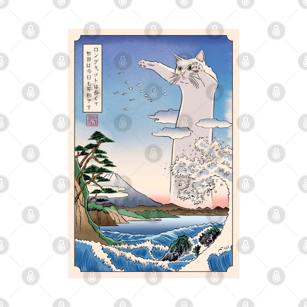 Ukiyo-e meme: Long Cat [White] by Comrade Jammy