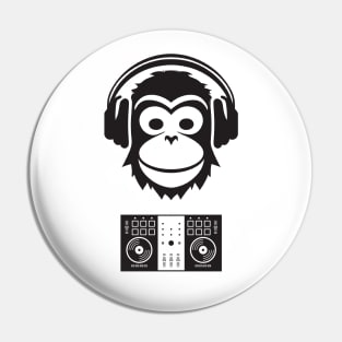 black and white smart dj monkey Pin