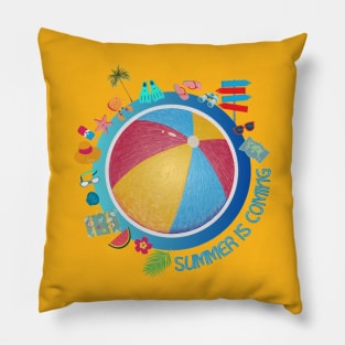 Summer is Coming Sunny Vacation Beach Traveling Water Sport Pillow