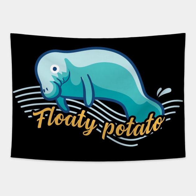 Floaty Potato Funny Manatee Lover Gift Tapestry by Giggias