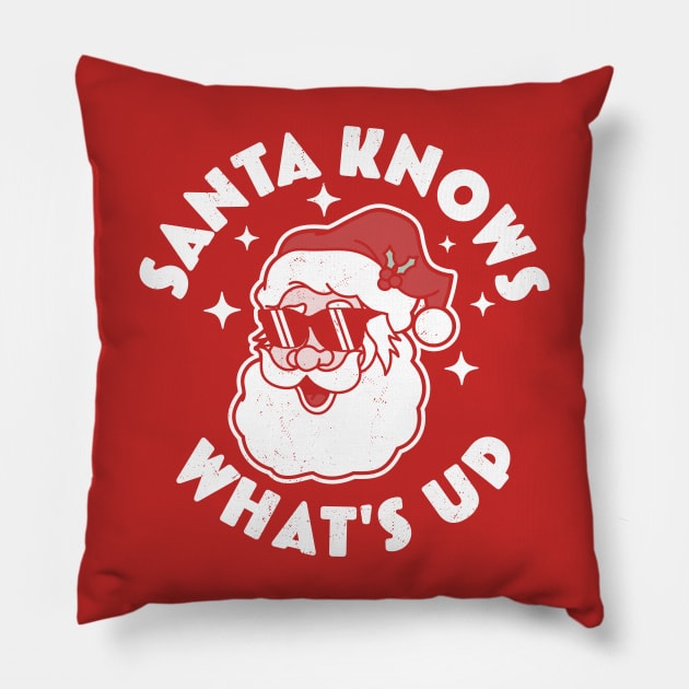 Santa Knows What's Up - Funny Christmas Santa Claus Xmas Pillow by OrangeMonkeyArt