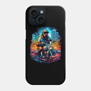 A gritty urban t-shirt design featuring a Rottweiler Dog on a motorcycle Phone Case