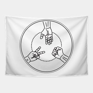 playing rock paper scissors in circle frame Tapestry