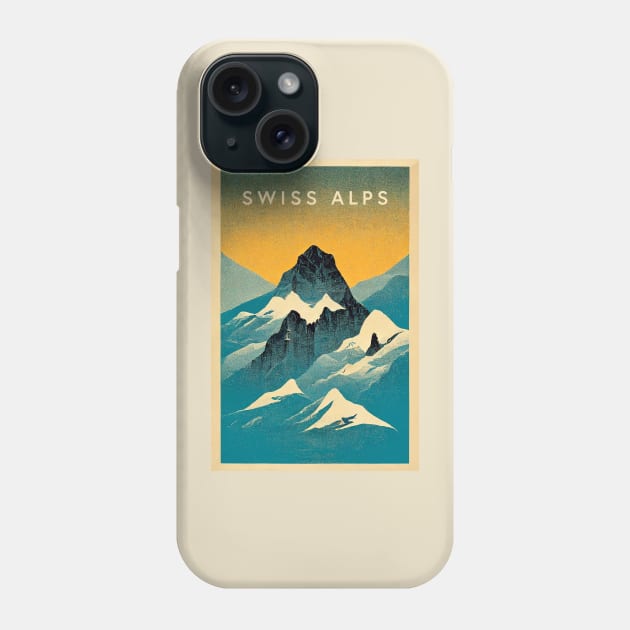 Swiss Alps Retro Travel Phone Case by Retro Travel Design