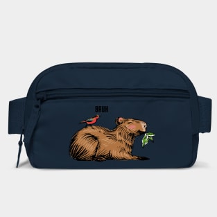 Capybara with Little Bird Friend saying Bruh trendy meme Bag