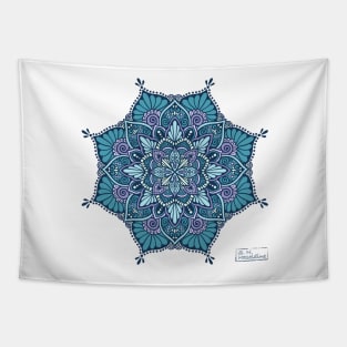 Blue Winter Garden Mandala Tapestry