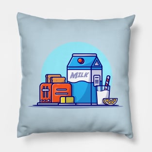 Breakfast Time Cartoon Vector Icon Illustration Pillow