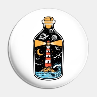 lighthouse in a bottle illustration Pin