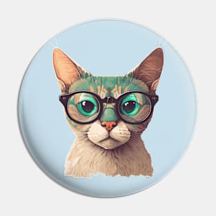 Fashionable Cat with Glasses Pin