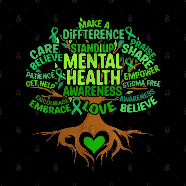 Mental Health Awareness Tree Green Ribbon by JazlynShyann