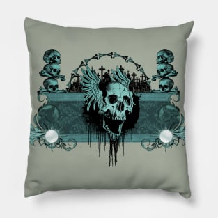 Awesome skull with wings Pillow