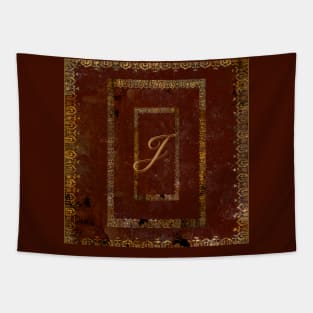 Distressed Leather Book Cover Design Initial J Tapestry