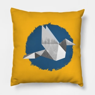 Blue Origami Bird Pillow