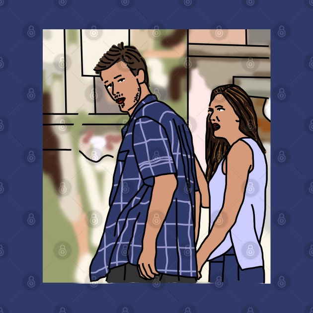 Distracted Boyfriend Meme and his Girlfriend by ellenhenryart