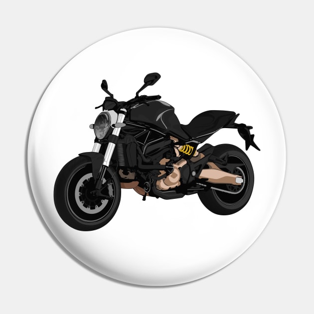 Monster 821 Bike Illustration Pin by KAM Std