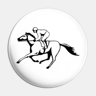 Horse Racing Black and White Retro Pin