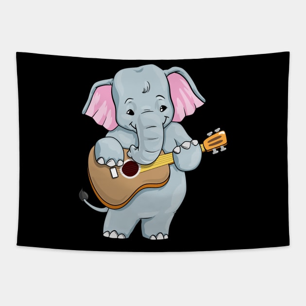 Cute elephant is playing the guitar Tapestry by Markus Schnabel