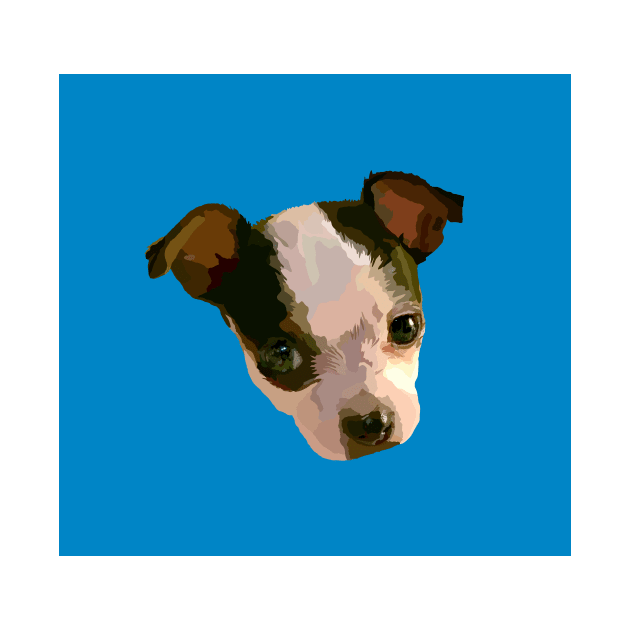Cute Puppy Face Drawing in Blue by DavidASmith