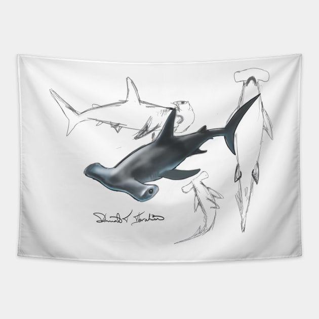 Hammerhead Shark Tapestry by dtipaints