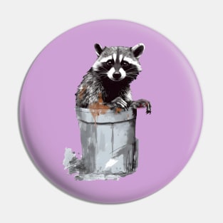 Cute Raccoon in a trash bin, trash panda Pin